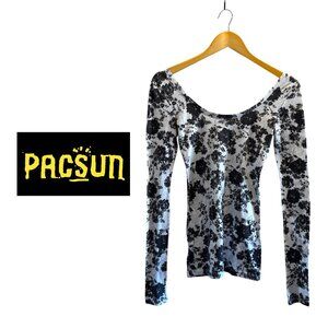 PacSun Nollie Lightweight Long Sleeve Rose Print Top Summer Spring Floral